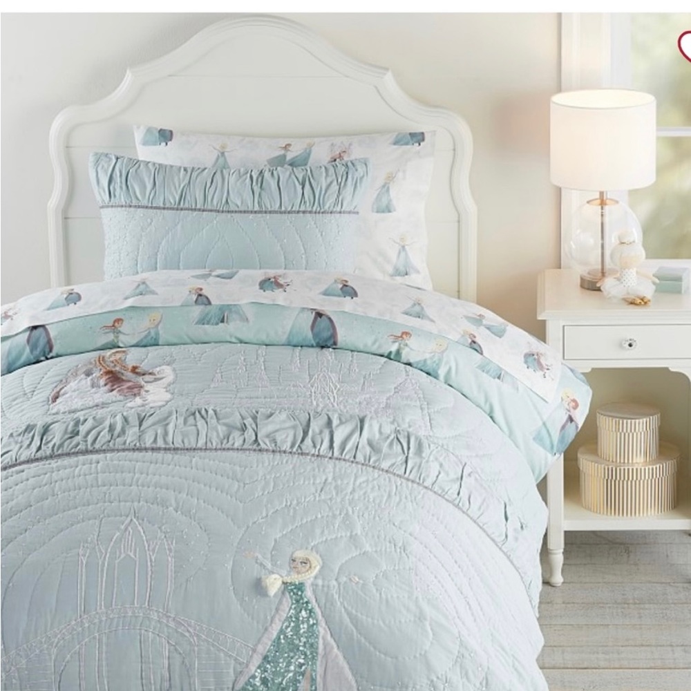 Pottery Barn Kids Frozen Quilt twin, standard sham, and euro sham